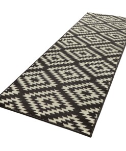 Design loper ruiten Nordic - zwart - overzicht schuin, thumbnail