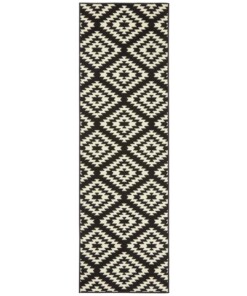 Design loper ruiten Nordic - zwart - overzicht boven
