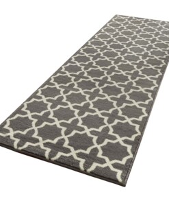 Design loper Glam - grijs/crème - overzicht schuin, thumbnail