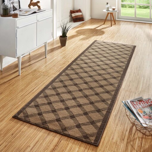 Design loper ruiten Grand - bruin - sfeer