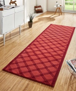 Design loper ruiten Grand - rood - sfeer