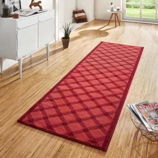 Design loper ruiten Grand - rood - sfeer
