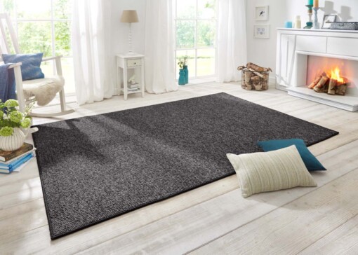 Vloerkleed Wol-optiek - antraciet - sfeer