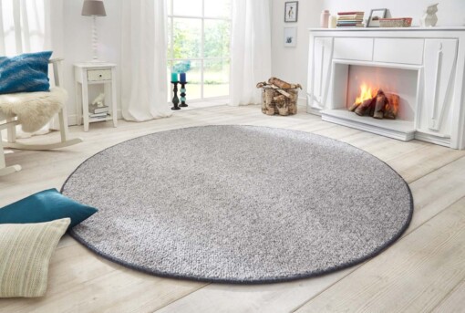 Rond vloerkleed Wol-optiek - grijs - sfeer
