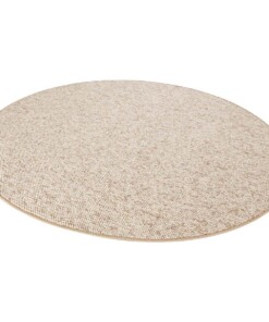 Rond vloerkleed Wol-optiek - beige/bruin - overzicht schuin, thumbnail