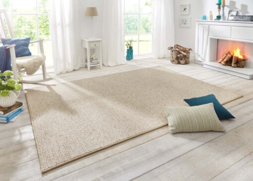 Vloerkleed Wol-optiek - crème - sfeer