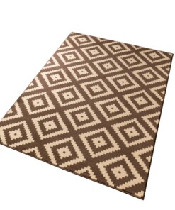 Modern vloerkleed ruiten Diamond - donkerbruin/beige - overzicht schuin, thumbnail Modern vloerkleed ruiten Diamond - donkerbruin/beige - overzicht schuin, thumbnail