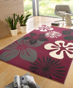 Modern vloerkleed bloemen Flora - paars - sfeer