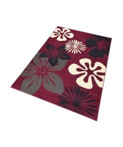 Modern vloerkleed bloemen Flora - paars - overzicht schuin, thumbnail Modern vloerkleed bloemen Flora - paars - overzicht schuin, thumbnail