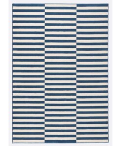 Modern vloerkleed Panel - blauw/crème - overzicht schuin, thumbnail