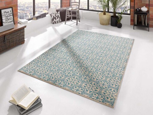 Modern vloerkleed Pattern - blauw/crème - sfeer