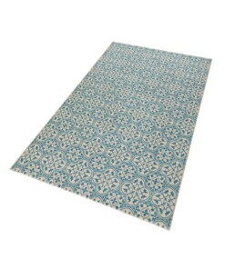 Modern vloerkleed Pattern - blauw/crème - overzicht schuin, thumbnail