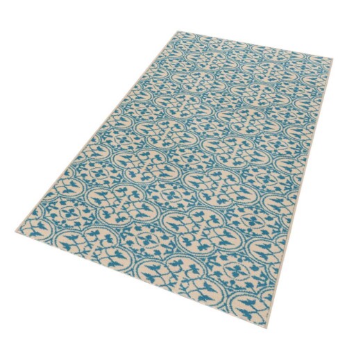 Moderne loper Pattern - blauw/crème - overzicht schuin