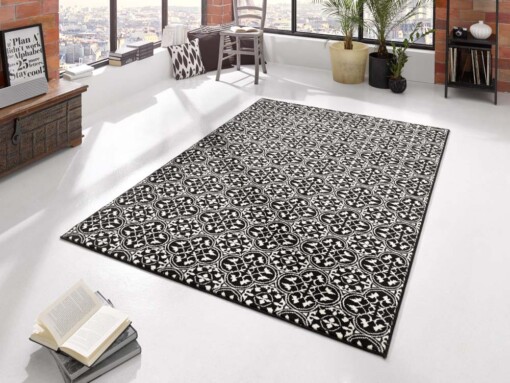 Modern vloerkleed Pattern - zwart/crème - sfeer