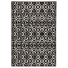 Modern vloerkleed Pattern - zwart/crème - overzicht schuin, thumbnail