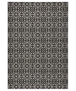 Modern vloerkleed Pattern - zwart/crème - overzicht schuin
