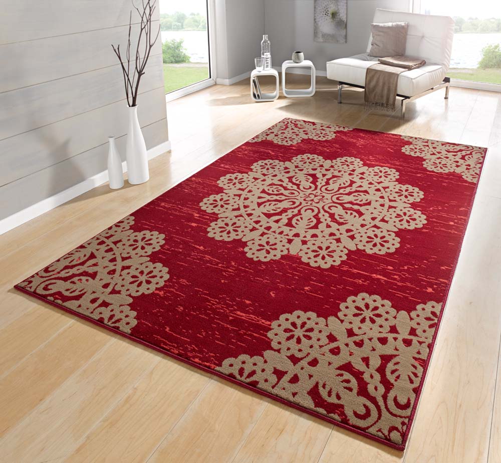 Uitsluiten pauze gras Modern vloerkleed Lace - rood/bruin | Tapeso