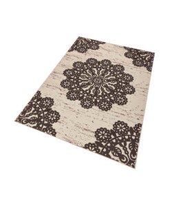 Modern vloerkleed Lace - bruin/crème - overzicht schuin, thumbnail