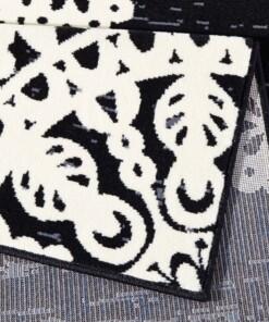 Modern vloerkleed Lace - zwart/crème - close up, thumbnail