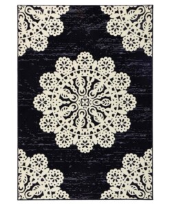 Modern vloerkleed Lace - zwart/crème - overzicht schuin, thumbnail