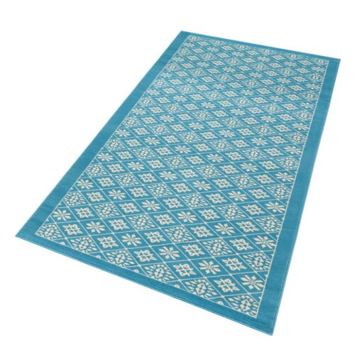 Moderne loper Tile - blauw/crème - overzicht schuin