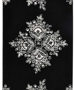 Modern vloerkleed Blossom - zwart - overzicht schuin, thumbnail