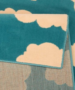 Vloerkleed wolken Bambini - lichtblauw/crème - close up