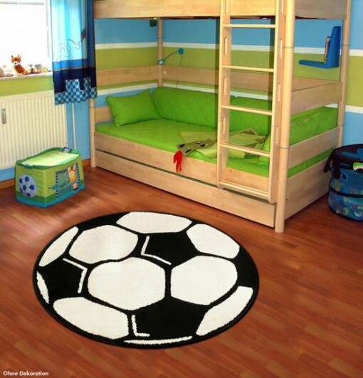 Rond vloerkleed Voetbal - zwart/wit - sfeer