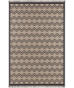 Scandinavisch vloerkleed Skagen - beige/zwart - overzicht boven, thumbnail