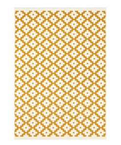 Modern vloerkleed ruiten Lattice - goud/crème - overzicht boven