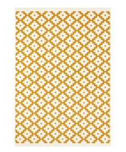 Modern vloerkleed ruiten Lattice - goud/crème - overzicht boven