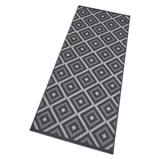 Moderne loper ruiten Snug - zwart/crème - overzicht schuin