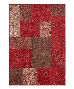 Patchwork vloerkleed Kirie - rood/bruin - overzicht boven