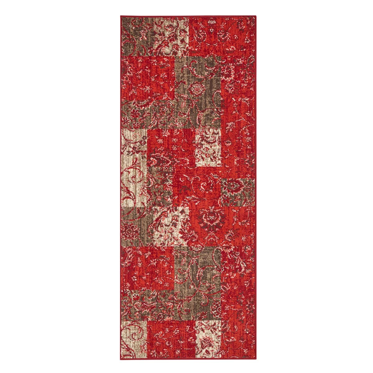 Patchwork loper - rood/bruin Tapeso