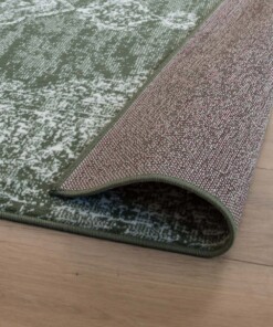 Vintage vloerkleed Joy de Vivre Pixel - groen/crème - close up, thumbnail