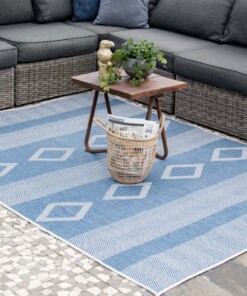 Vloerkleed Triangle Joy de Vivre Kunstwol - blauw - sfeer, thumbnail