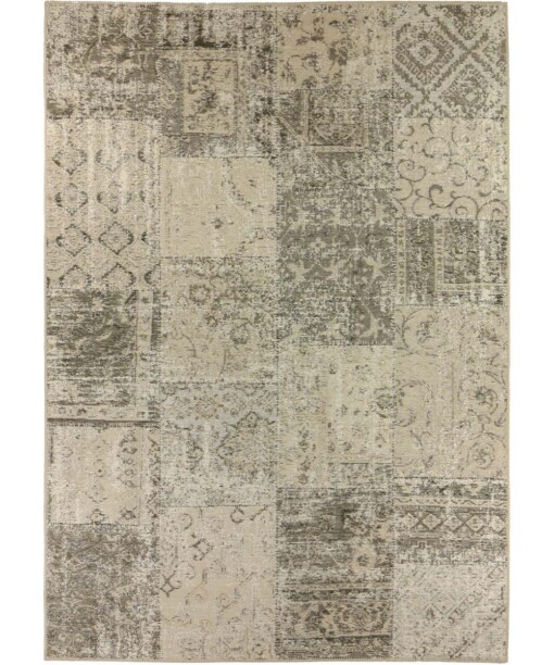 Patchwork Vloerkleed Dices - Beige Fields - overzicht boven