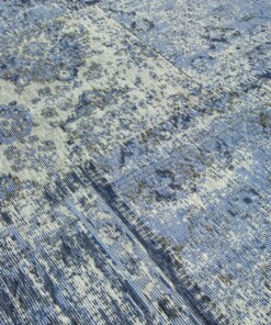Patchwork Vloerkleed Dices - Denim Blue - close up, thumbnail