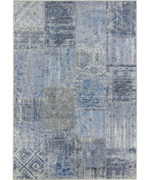 Patchwork Vloerkleed Dices - Denim Blue - overzicht boven