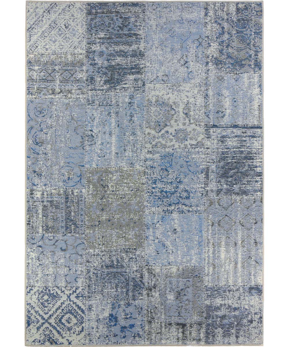 groet Vertrouwen op Aanleg Patchwork Vloerkleed Dices - Denim Blue | Tapeso