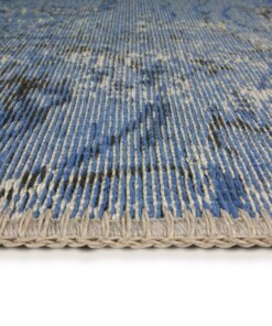 Patchwork Vloerkleed Dices - Denim Blue - close up zijkant, thumbnail