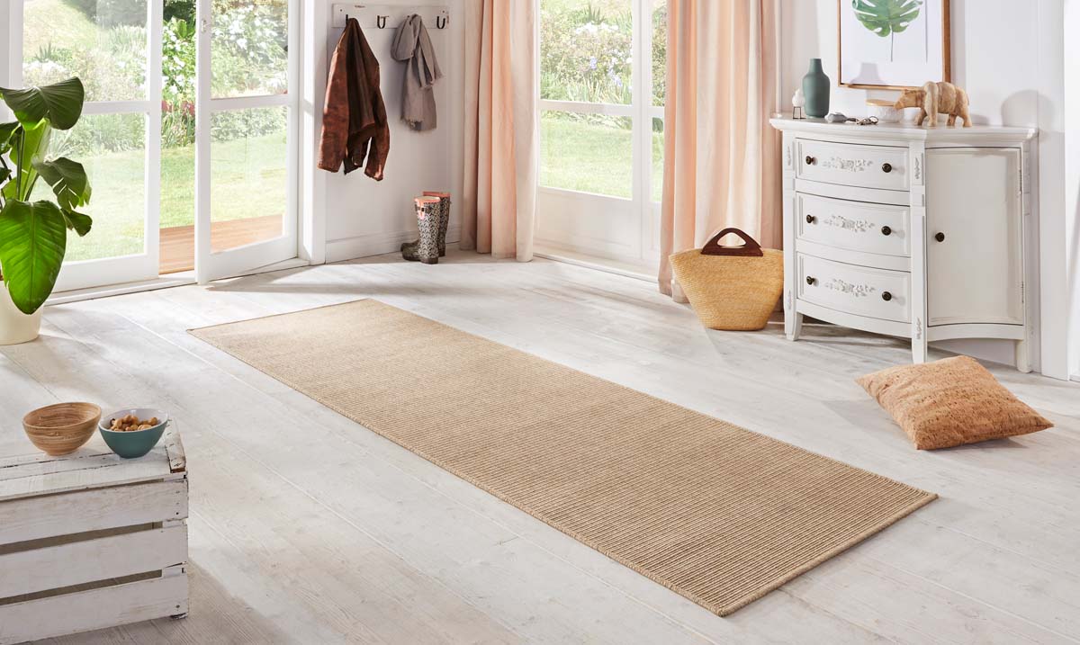 Gedeeltelijk kamp wenkbrauw Loper binnen & buiten Sisal look - beige | Tapeso