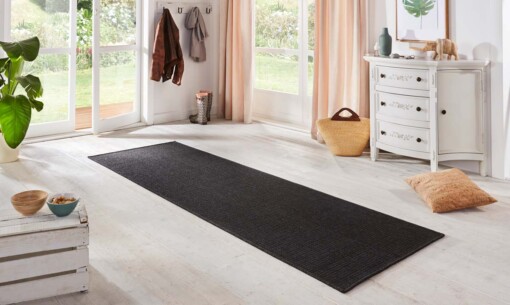 Loper binnen & buiten Sisal look - zwart - sfeer