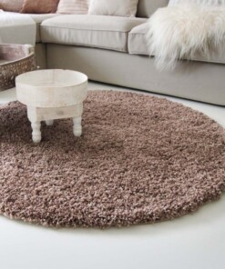 Hoogpolig rond vloerkleed shaggy Royal 5cm hoogte - Mokka - sfeer