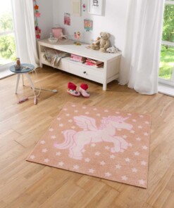 Vloerkleed Eenhoorn - crème/beige - Wasbaar 30°C - sfeer