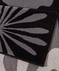 Modern vloerkleed bloemen Flora - zwart/rood - close up, thumbnail Modern vloerkleed bloemen Flora - zwart/rood - close up, thumbnail