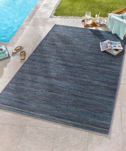 Binnen & buiten vloerkleed Lotus - blauw - sfeer