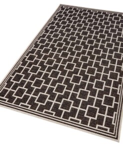 Binnen & buiten vloerkleed Bay - zwart - overzicht schuin, thumbnail