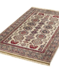 Klassiek vloerkleed Cult - crème/donkerrood - overzicht schuin, thumbnail