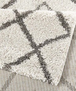 Hoogpolig modern vloerkleed Maison - crème/taupe - close up, thumbnail